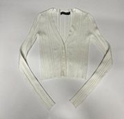 Glassons V Neck Ribbed Cardigan in Ivory