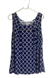 Women's Plus Size Tacera Sleeveless Blouse Blue White Size 1X