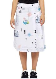 adidas Originals Womens Info Poster Pleated Skirt size Small NWT Graphic Midi