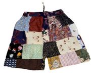 Women's Elastic Waist Patchwork Shorts.