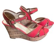 Dana Buchman Women’s Shoes Sz 8 Red Canvas Sandal Wedges