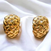 Vintage Givenchy basketweave clip on earrings