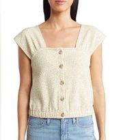 Madewell Floral Jacquard Button-Front Top Size Medium Faded Seagrass