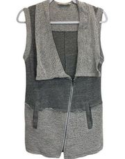 Soft Surroundings Rhine Falls Moto Gray Terry Nubby Zip Vest Cardigan Size XS