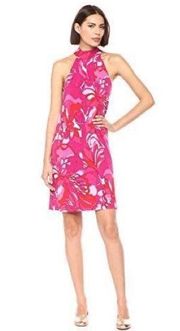 TRINA TRINA TURK WOMEN'S CRAVING MOCK NECK HALTER DRESS in Pink Abstract