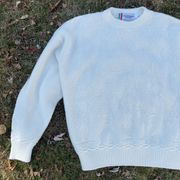 90s Vintage Charming Forge cream white diamond textured chunky knit sweater