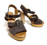 See By Chloe Wooden Canvas Platform Sandals 38.5