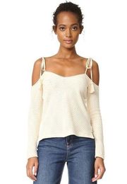 Niki Cold Shoulder Sweater Top in Natural