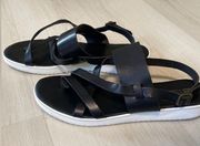 White Mountain Canal BLACK Leather Sandals size 10