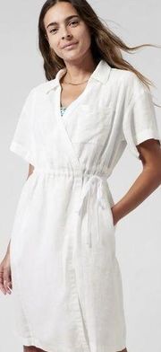 ATHLETA Playa Wrap Linen Dress Size 0 White Calla Lily NEW