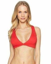 Polo Ralph Lauren Red Solid Over the Shoulder Lace Back Bra Swim Top Size Large