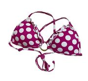 Guess Pink Polka Dot Padded Push Up Bikini Top - Size Small - Strappy Tie Back