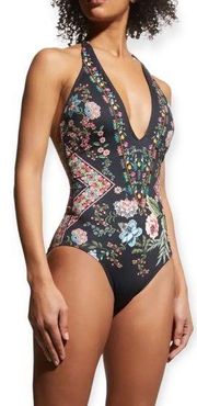 Johnny Was Ardem One Piece Swimsuit Floral Embroidered Size 3X