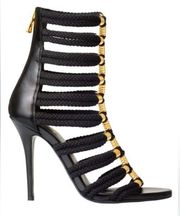 NWT Balmain XH&M Limited Edition Braded Rope Gladiator Heels Shoes Size 36