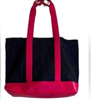 Bath and body Works denim and pink tote, 18“ x 12“ x 5“