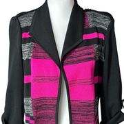Ming Wang Blazer /Jacket Black Pink Gray Open Front Sz XS NWT