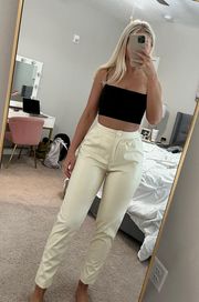 Cream Leather Pants