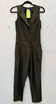 J crew army green trench sleeveless jumpsuit size 0