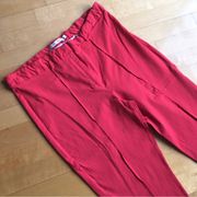 Larry Levine Cropped, Straight Leg, Pin Tuck Pants, Red, Size 16