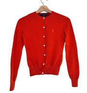 Ralph Lauren Sport Orange Merino Wool sweater cardigan size Small