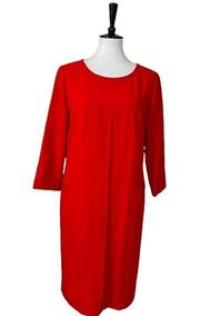 Tahari Red 3/4 Sleeve Classic Shift Dress With Pockets Women's Size 10