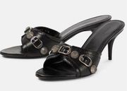 BALENCIAGA Cagole Sandals in Black 37 with Box Womens Mules High Heels