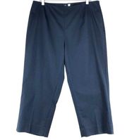 Saks Fifth Ave Womens Plus Size 14W Sport Capri Dress Pants Cotton Stretch Navy