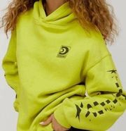 NWOT Over-sized Concert Hoodie Fleece Women’s Small Green Yellow NEW