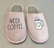 Rae Dunn Need Coffee Pink Slippers Women’s Size Medium 8-8.5