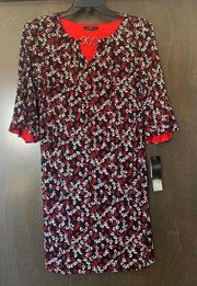 dresses for party r & k new with tags back red and white flowers bell sleeve boh