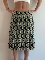 Green Geo Print Y2K Skirt