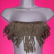 Tori Praver Fringed Bandeau Bikini Top