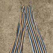 Orange & Blue Striped Jumpsuit