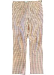 Anthropologie Essential Slim Pant Pink Tan Plaid Trouser Size 10