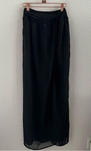 ASOS Black Sheer Swim Cover-Up Maxi Skirt High Slit Split US 4