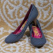 Kensie Girl Navy Blue Polka Dot Heels Size 6.5