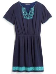 Brixon Ivy  Navy Blue Teal Short Sleeve Dress
