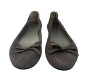 Garnet Hill Gray Suede with Bow Ballet Flats - Size 9