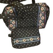 Vera Bradley blue floral quilted retro satchel bag with zipper pouch set