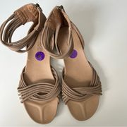 Adam Tucker Womens Me Too Skylar Ankle Strap Sandals Size 8.5M Tan Bohemian