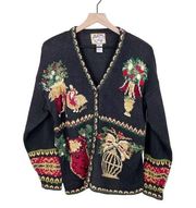 Vintage 90s Heirloom Collectibles Knit Cardigan Christmas Sweater Size Medium