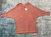 Anne Klein Mauve Pink Ribbed Knit Dolman Sleeve Sweater Size 2X