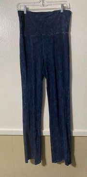 Chatoyant Womens Boho Flare Bell Bottom Pants Blue Lagenlook Hi Waist Medium