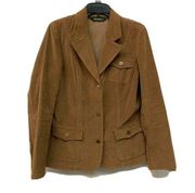 Eddie Bauer Womens Brown Tan Corduroy Blazer Long Sleeve Stretch Jacket