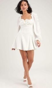C/MEO Collective Perfect Part White Ruffled Long Sleeve Mini Dress