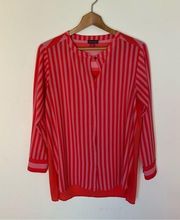 EUC Vince Camuto Pink Striped Tunic with Hidden Buttons - S