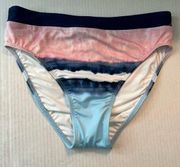 Splendid Tie Dye Stripe High Leg & High Waist Bikini Bottoms Sz S NWT Pink Blue