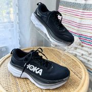 Hoka One One Bondi 8 Black White Road-Running Sneakers Women’s Size 6.5