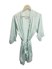 Silky Soft Robe Light Teal And Satin Lace Front Opening Size OS Unbranded