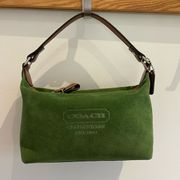 Vintage Coach Forest Green Purse Y2K Small Suede Mini Shoulder Bag